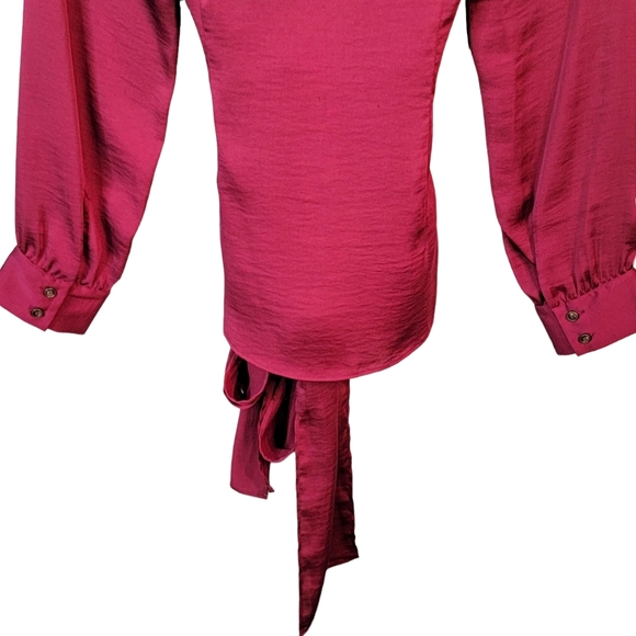 Moulinette Soeurs Velements by Anthropologie Silky Feel Long Waist Tie Blouse 4 - Picture 9 of 16